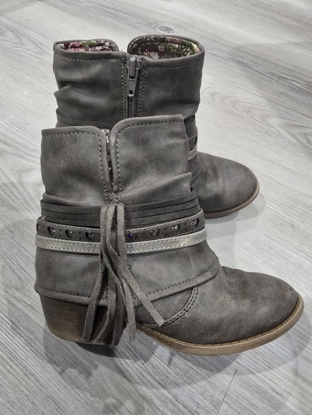 Jellypop Girl's "Love It" Ankle Boots Side Tassels Size 13